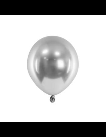 CHB1-5-018-50 Party Deco Mini chromované balóny - Glossy 12cm, 10ks Strieborná
